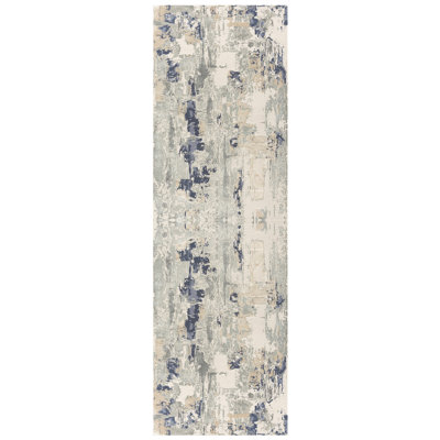 Tapis beige / gris / bleu marine Quinlan Lux