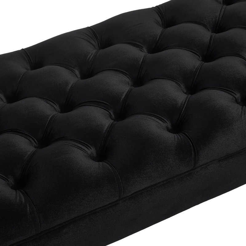 Velvet Long bed Bench for Bedroom, Black