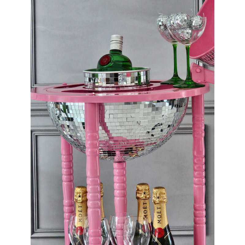 Metal Globe Bar, Pink/Silver