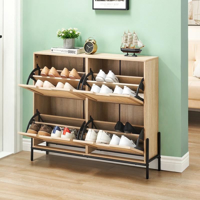 16 Pair Yes Shoe Storage Cabinet, Oak
