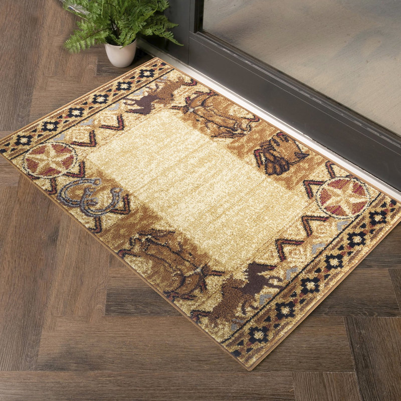 5 pi 3 po Tapis beige X 7 - polypropylène, teinté, pour les entrées de maison