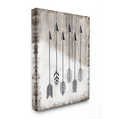 " Tribal Arrow Feather Pattern Black And White Design " by Ziwei Li