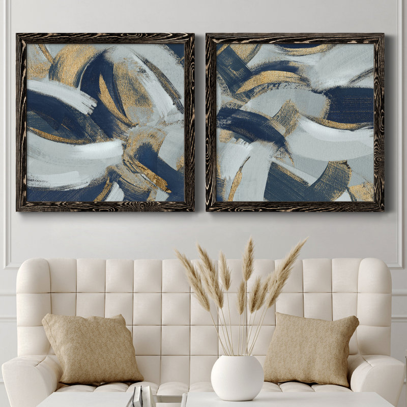 Rustic and Bitterweet I - Ensemble de 2 peintures sur toile encadrées, Cadre noir, H 35,5 po x l 71 po x P 1,5 po