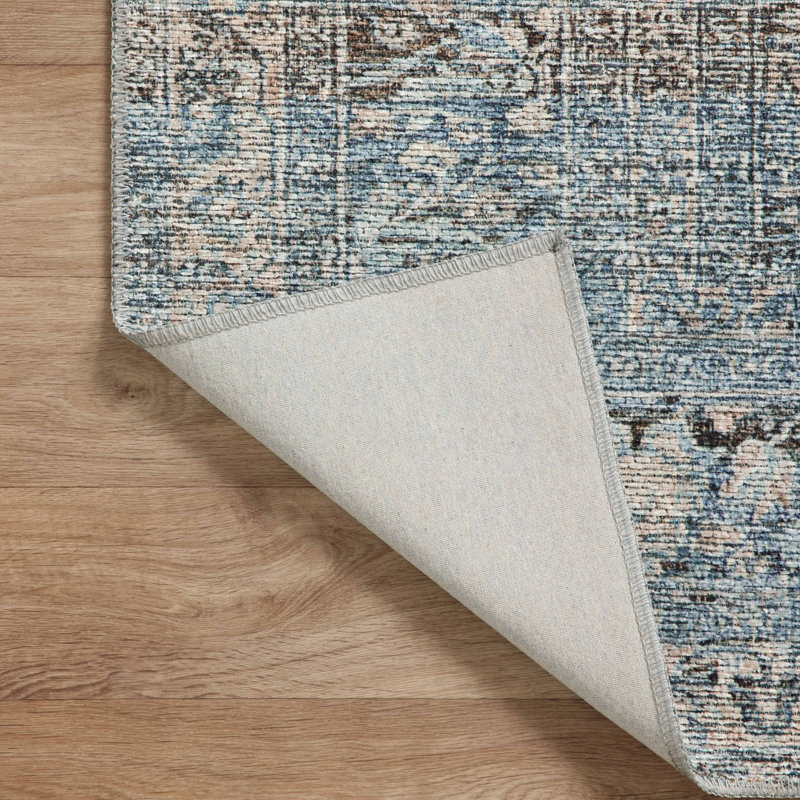 Amber Lewis x Loloi Billie Denim / Blush Area Rug, Square 1'6"