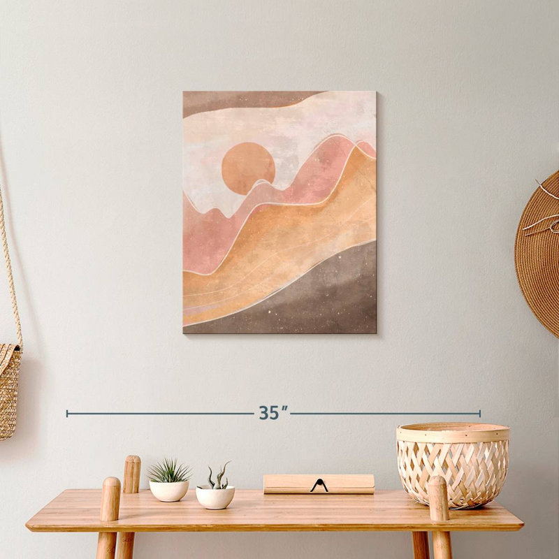 Simple coucher de soleil sur toile, H 20 po x l 16 po x P 1,25 po