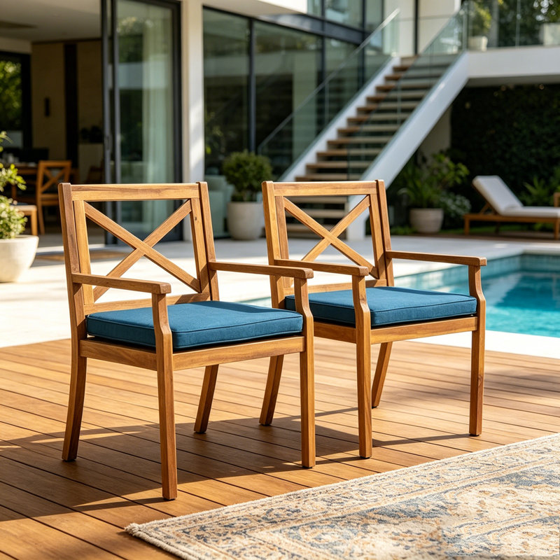 Chaise longue de patio 2 pièces, Bleu