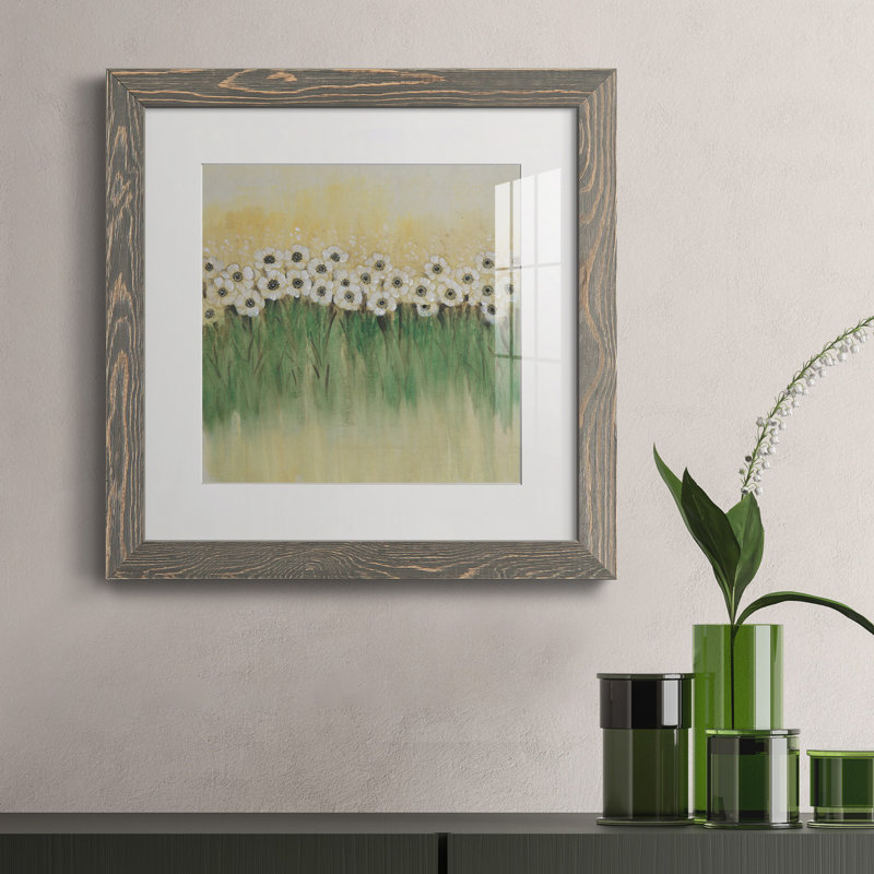 Rangée de fleurs I - reproduction encadrée de qualité supérieure - prête à être accrochée, H 35,5 po x l 35,5 po x P 1,5 po