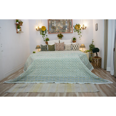 Cotton Quilted Throw Blanket