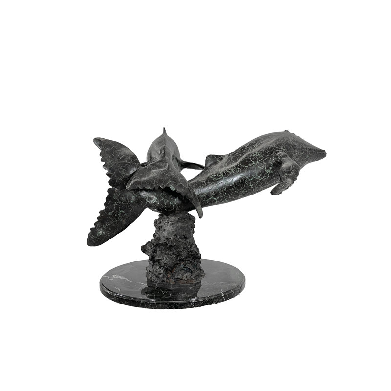 Sculpture bronze deux baleines