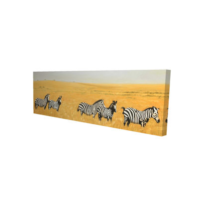 Troupeau de zèbres sur toile - faune jaune, décoration murale