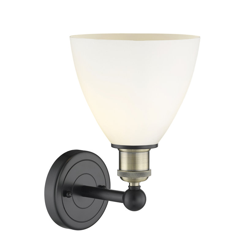 Carmichaels Armed Sconce, Matte White, Black Antique Brass