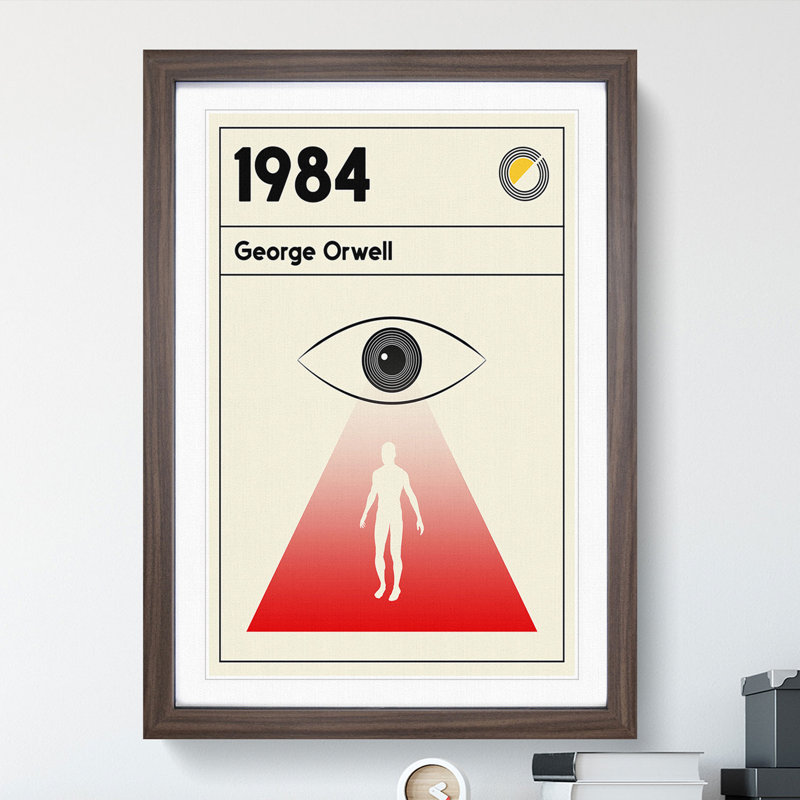 Book Cover 1984 George Orwell - Picture Frame Graphic Art, 36cm H x 27cm W x 2cm D, Walnut