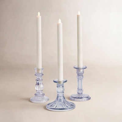 3-Piece Glass Candlestick Set