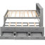 Lit double avec rangement pour tête de lit, lit gigogne simple et 3 tiroirs gris-116739038