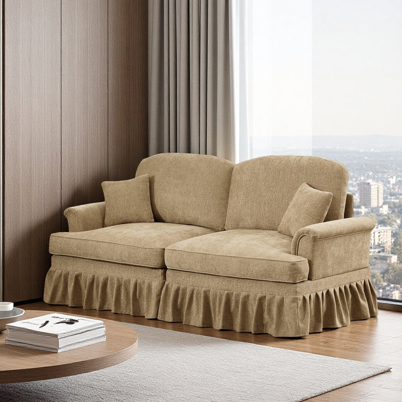 Sofa, Cloud Couch Sectional Sofa, Chenille Loveseat, Light Coffee, 36.6" H x 76.4" W x 32.8" D