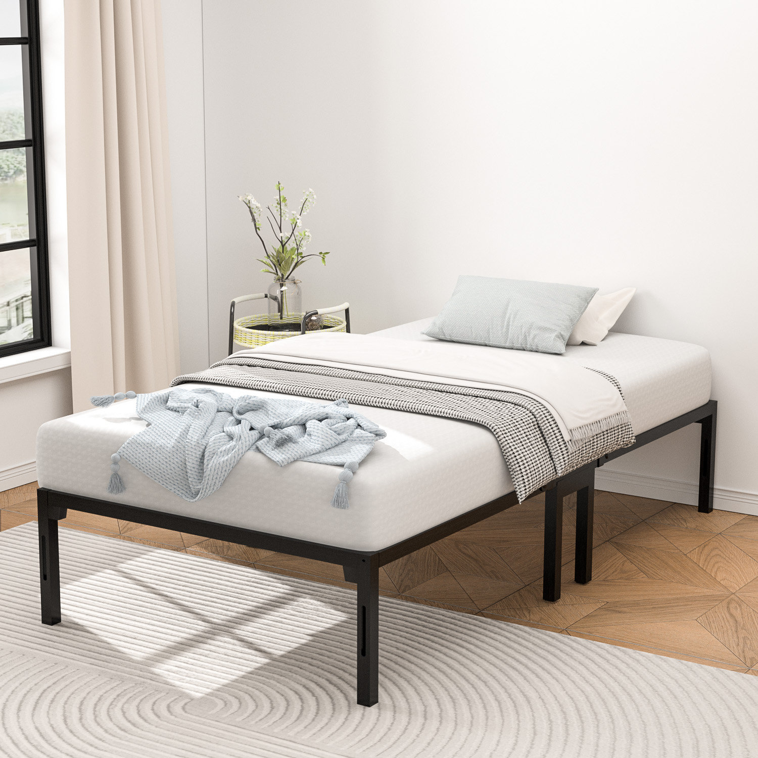 Alwyn Home Deray 14'' Metal Platform Bed Frame, Fast Assembly in 5 min ...