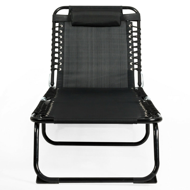 Malone Outdoor Metal Chaise Lounge, Black