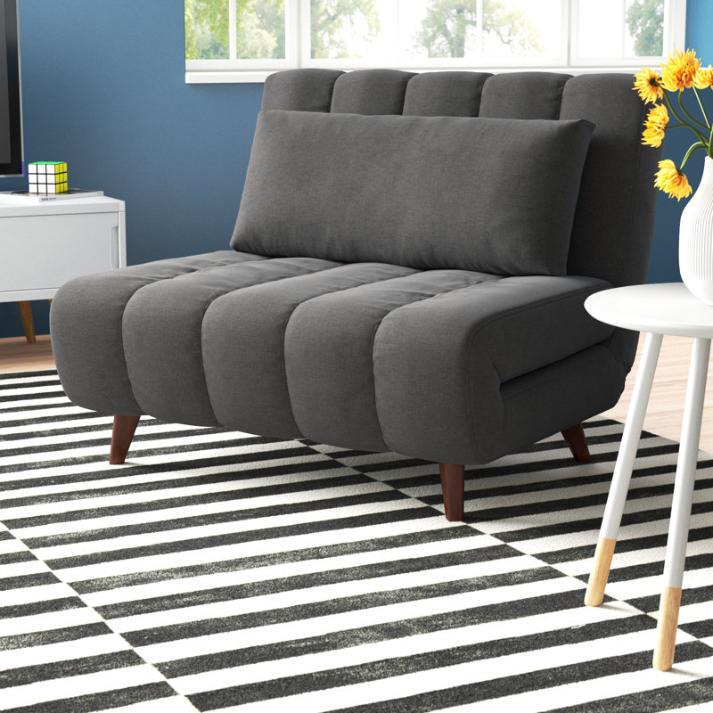 Chaise convertible rembourrée Jazariah, Gris anthracite