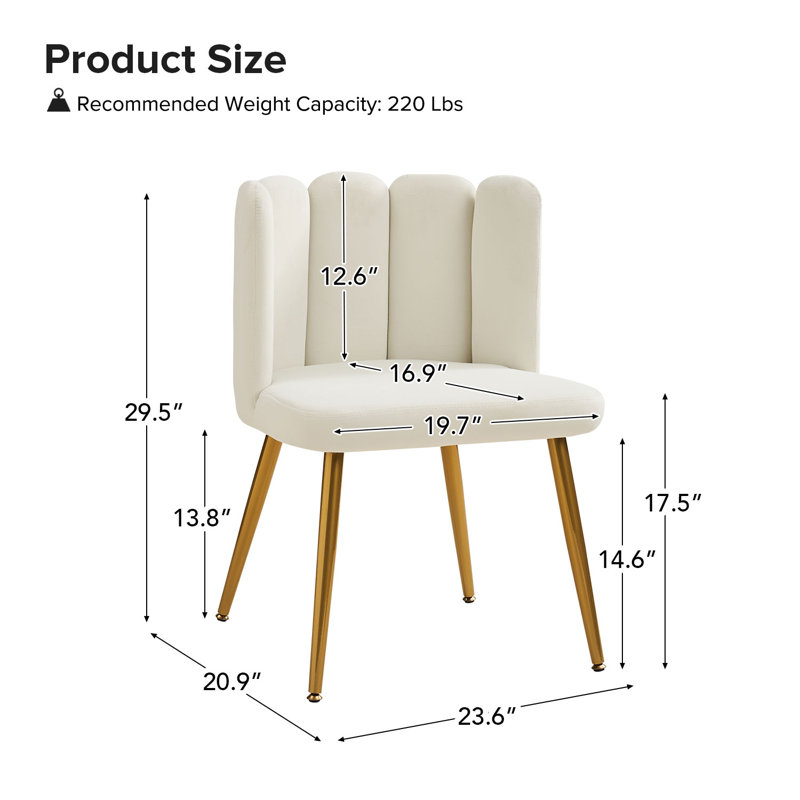 Crain 23.6" Wide Side Chair with Tufted Back, Ivory Polyester