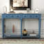 Console Retro - Bleu marine. 4 tiroirs et tablette ouverte. Look rétro rustique avec finition pin. Fabriqué en pin. Ours de table 220 lb, tiroir 15 tablettes inférieures 33 lb Polyvalent pour les espaces de vie.-1258650788