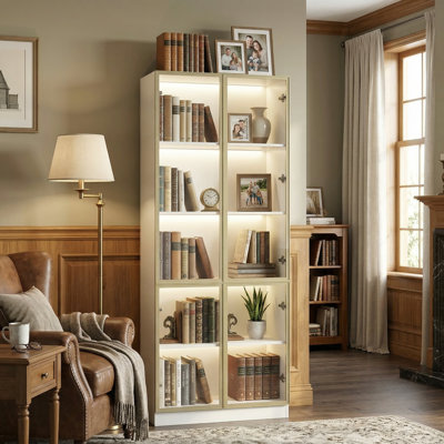 Vitrine 31,5 "à 5 niveaux avec porte vitrée et lumières DEL