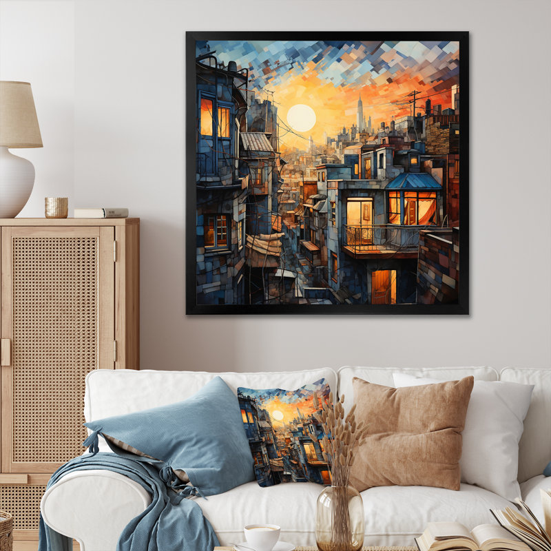 Ville du surréalisme - impression, H 24 po x l 24 po x P 1 po, Cadre simple noir