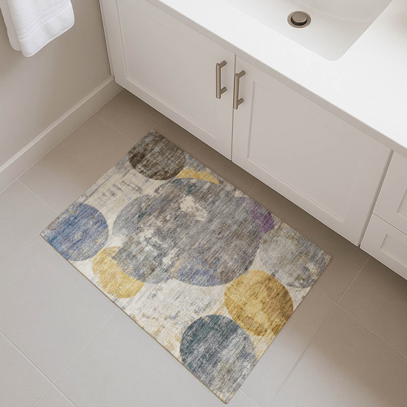 Tapis à pois Mayfield AMF2381 lavable à la machine Premium, Gris, 2 pi 6 po x 3 pi 10 po
