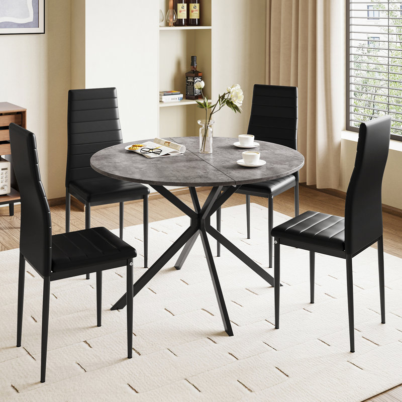 4 - Person Dining Set, Grey, Black