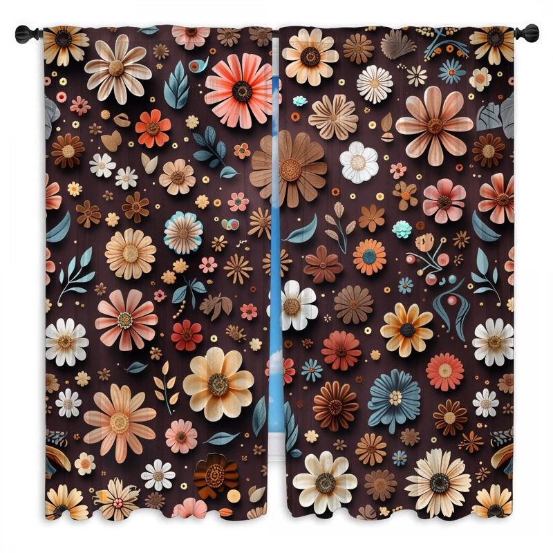 Motif de rideaux de fenêtre à motif floral transparent et obscurcissant - 2 panneaux, 20 po x 80 po - 2 panneaux, Transparent