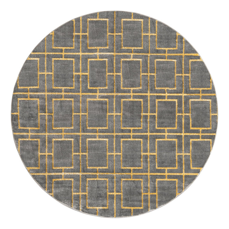 Glam Geometric Gray/Gold Area Rug