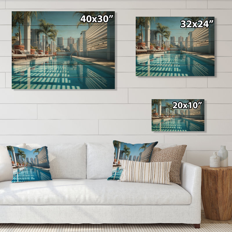 Impression d'ombres sur gratte-ciel turquoise Miami, H 10 po x l 20 po x P 0,78 po
