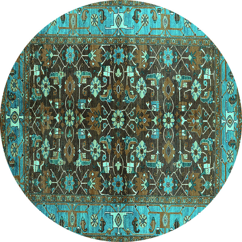 Tapis floral en laine / polyester tissé à la machine Floral, Rond 7 pi
