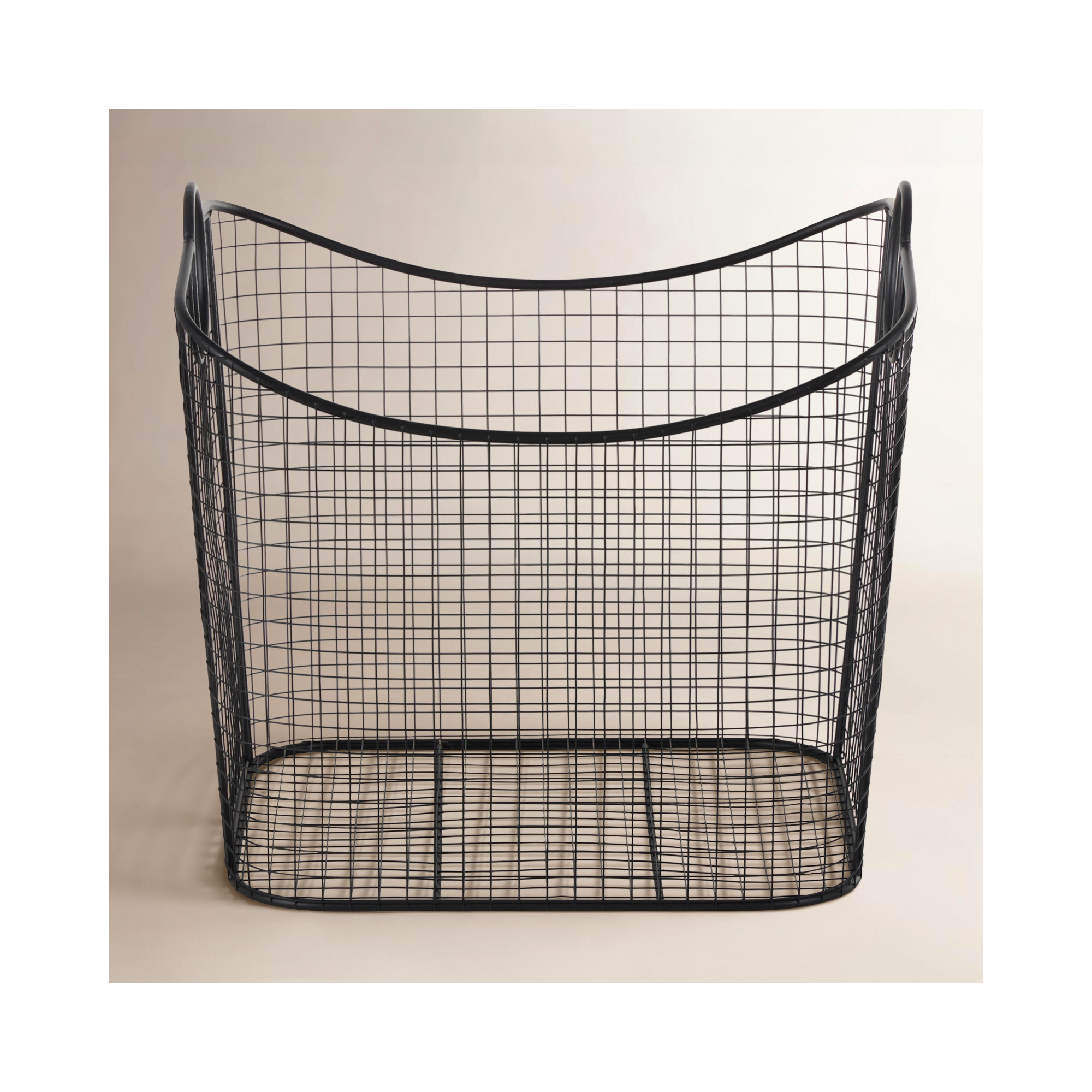 Metal Storage Basket with Ring Handles, Black