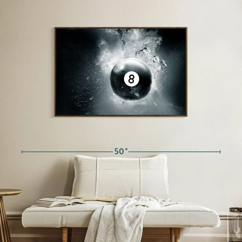 Eight Ball Water Drop, Floating Frame Walnut, 40" X 27"