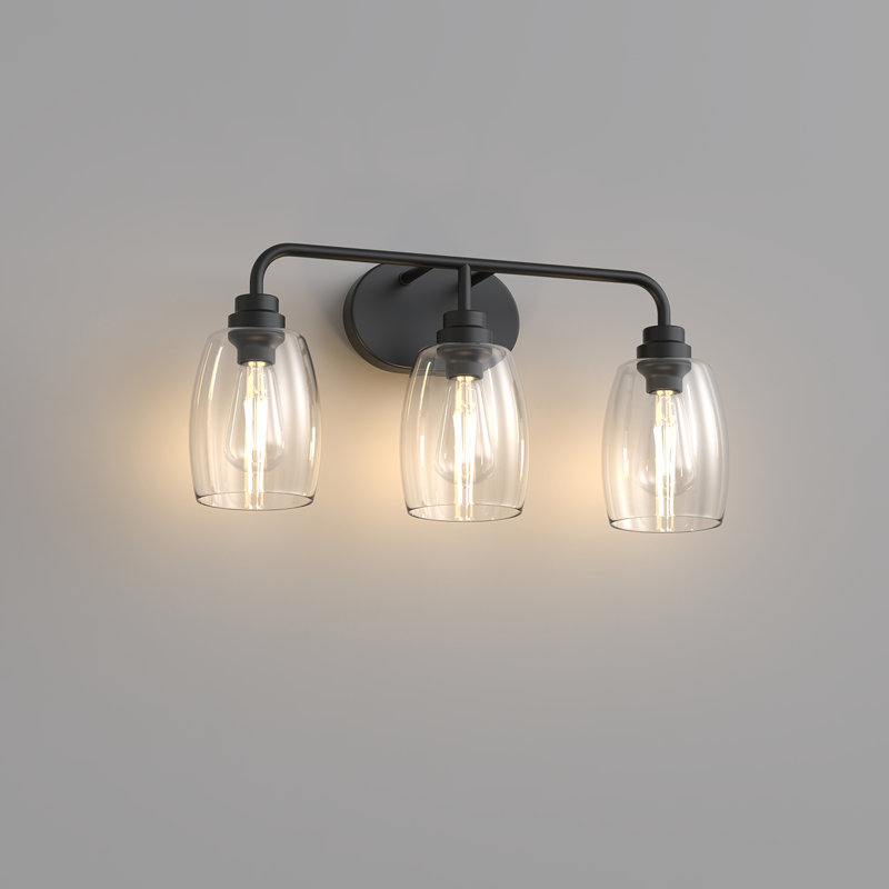 Luminaire de meuble-lavabo 3 lumières 21 po (l) 21 po avec abat-jour en verre transparent