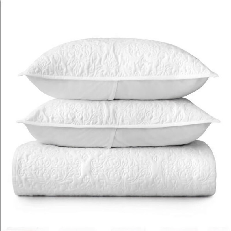 White Satin 3 Piece Coverlet Set