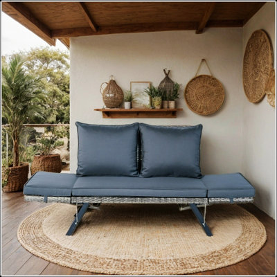 Banc en osier pliable durable pour la terrasse et la cour, siège extérieur élégant et confortable avec rotin résistant aux intempéries