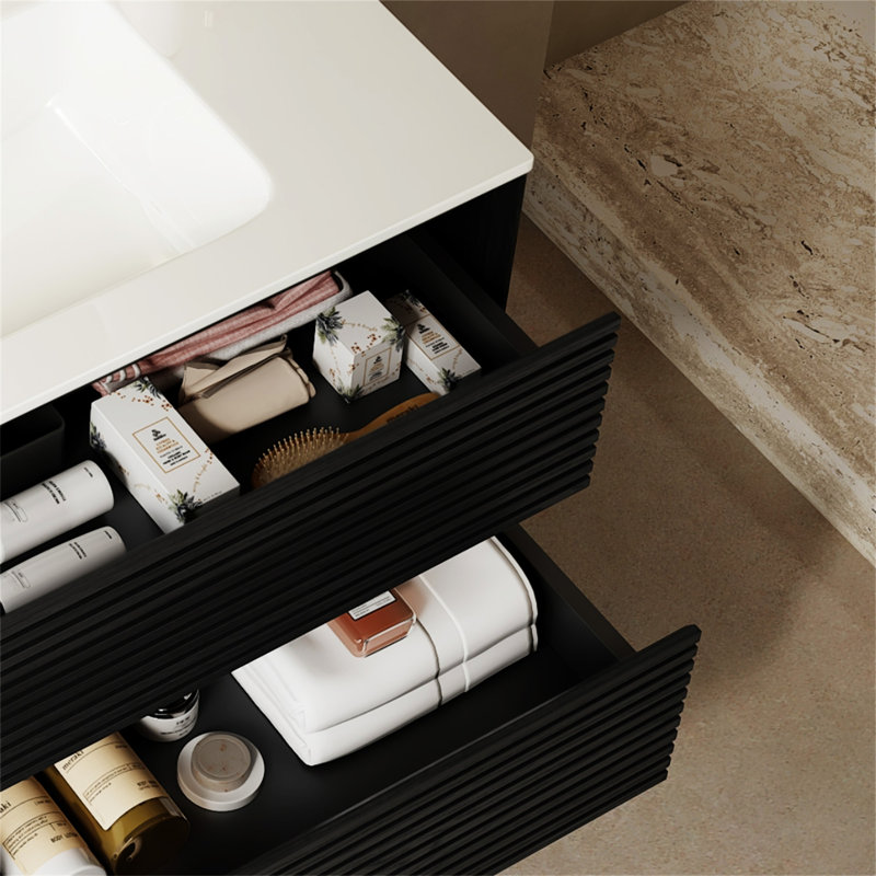 Meuble-lavabo de salle de bain 36 po avec tiroir BRON BRON, Chêne foncé