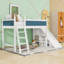 Lit mezzanine en bois avec glissade, tablettes de rangement et garde-robe-543823697-543823698