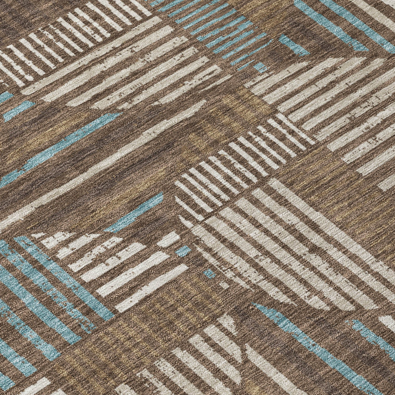 Machine Washable Indoor/Outdoor Chantille ACN2700 Geometric Rug, Coffee, 3' x 5'