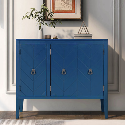 Buffet de rangement avec tablette réglable - 3 poignées rétro en métal, 4 pieds en pin, pour le vestibule et le salon