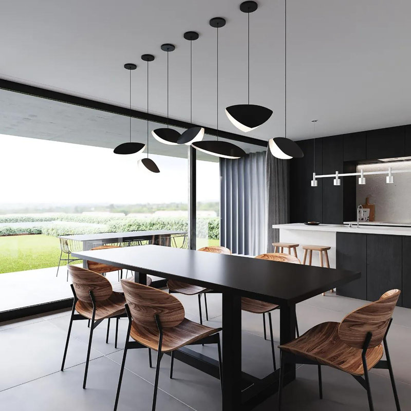 Luminaire suspendu géométrique unique à 1 lumière DEL Papillons ™, H 4,5 po x l 16 po x P 3,5 po, Noir satiné