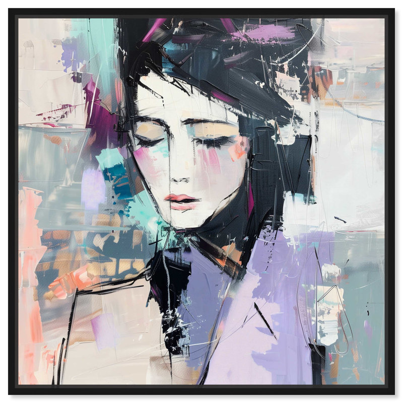 «Born From Pastels», art mural abstrait par Art Remedy, Cadre noir, H 41 po x l 41 po