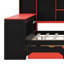 Lit de jour Contemporary Gaming avec bureau intégré et éclairage, base de lit en bois comprenant 3 compartiments, tête de lit avec bibliothèque intégrée-1095637017-1095637022