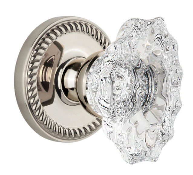 Bouton de porte Grandeur Newport Rosette, 2 3/4 po, Nickel poli