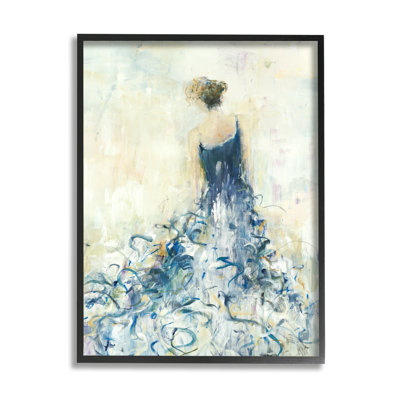 "Fashion abstraite pour femme, Busy Fluid Blue Curves" par Lisa Ridgers, impression sur toile non encadrée