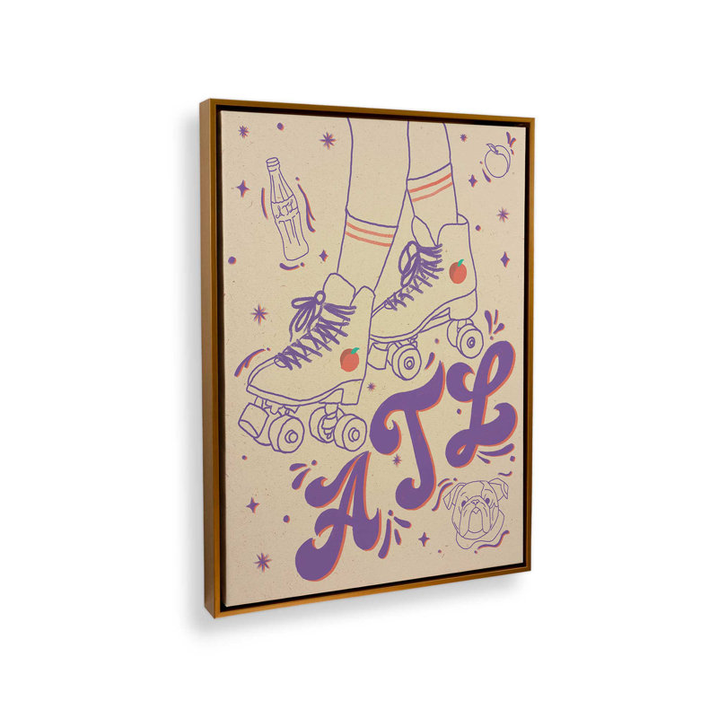 «ATL Rollerskate Illustration» par Deny Designs, reproduction d'art, 40 x 30, Doré, Toile avec cadre
