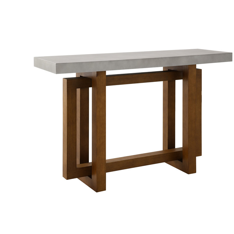 Bureau de salle à manger chic avec plateau en faux béton et base en noyer