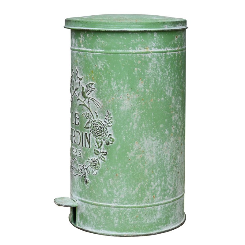 Metal Step On Waste Bin - 17L, Green