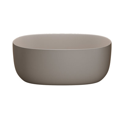 Beige Resin Stone Freestanding 47'' Soaking Bathtub, Solid Surface, Slow Heat Dissipation, Easy To Clean Bathtub With Color, Ergonomic Curve For Relaxed Bathing